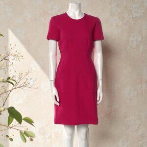 LANVIN Pink Silk Blend Crewneck Zip Back Dress Size US 4